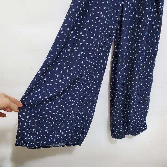 LOFT | Blue Polka-dot Ankle Crop Jumpsuit with Pockets - Picture 8 of 11